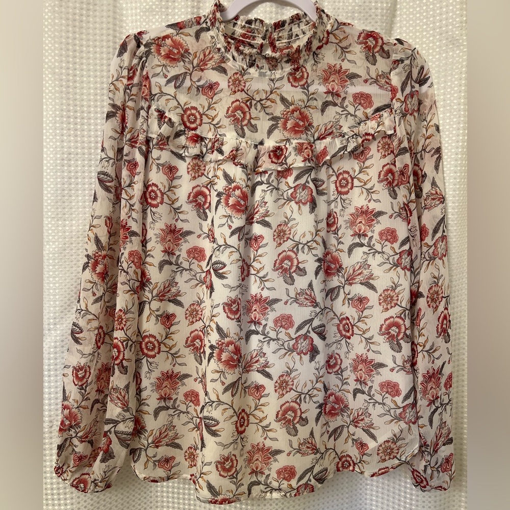 EUC Loft Floral Ruffle Blouse
